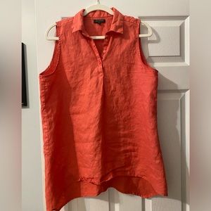 Coral linen sleeveless top